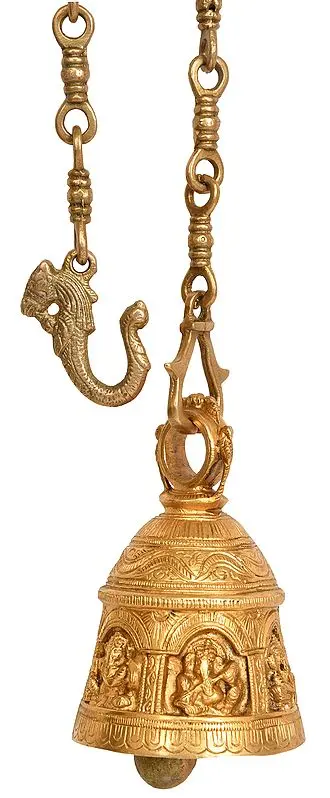 5" Ganesha Temple Ceiling Bell In Brass | Handmade | Made In India