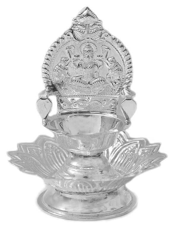 Gajalakshmi Wick Lamp with Lotus Stand