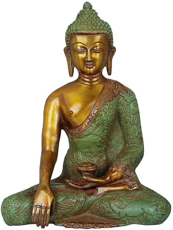 8" Buddha in Bhumi-Sparsha Mudra (Tibetan Buddhist Deity) In Brass | Handmade | Made In India