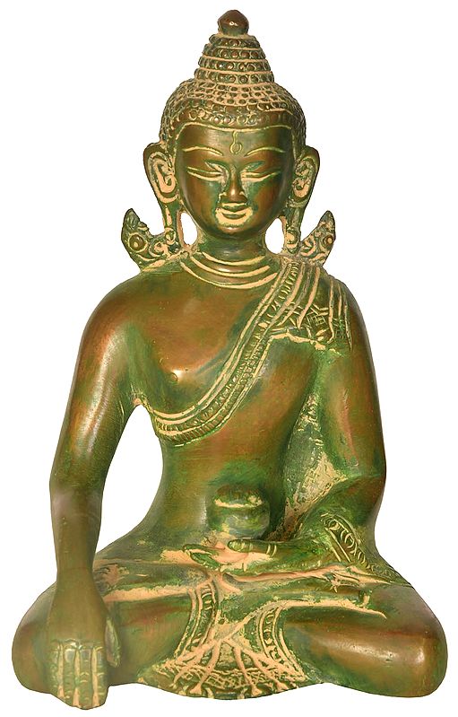 5" Buddha Idol in Earth Touching Gesture In Brass | Handmade | Made In India