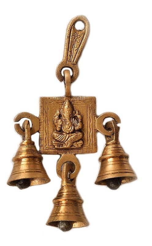 6" Ganesha Hanging Bells In Brass | Handmade | Made In India