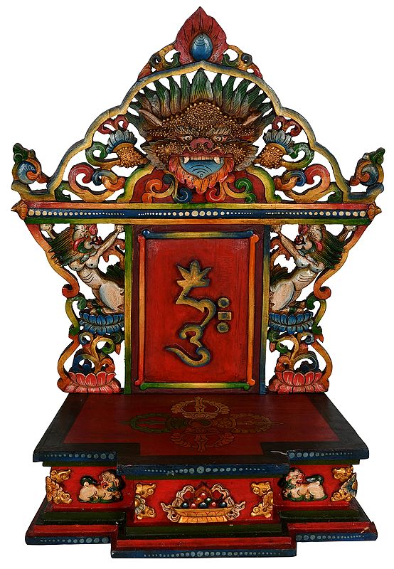 (Made in Nepal) Tibetan Buddhist OM Deity Throne