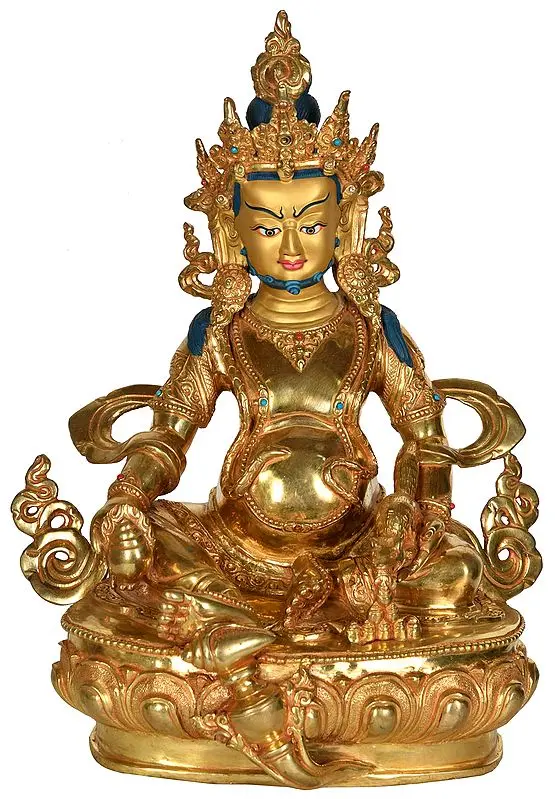 Tibetan Buddhist Deity Kubera - Copper Statue from Nepal