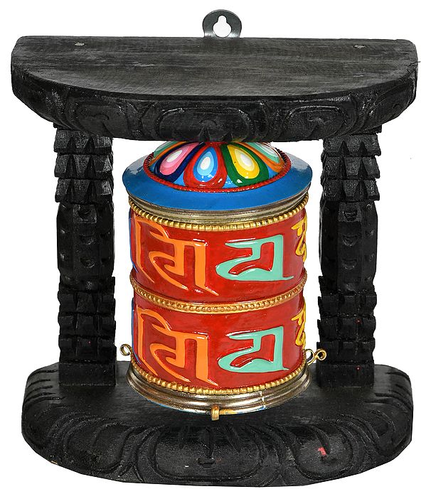 Tibetan Buddhist - Double Layer of Om Mani Padme Hum Prayer Wheel (Made in Nepal)