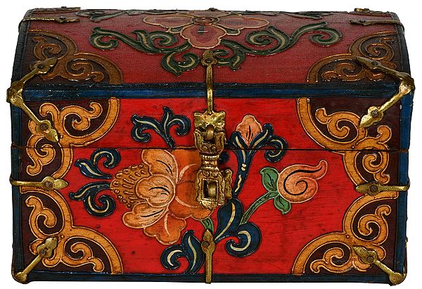 Decorated Tibetan Buddhist Ritual Box from Nepal