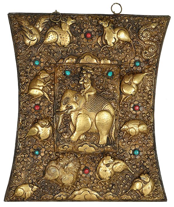 Buddhist Wall Hanging: Four Harmonious Friends With Twelve Tibetan Zodiac Signs - Made In Nepal
