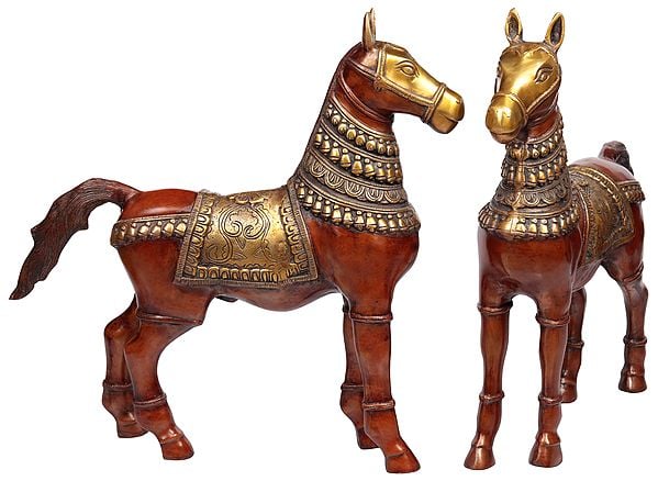 20" Pair of Horses | Brass | Handmade | Made In India