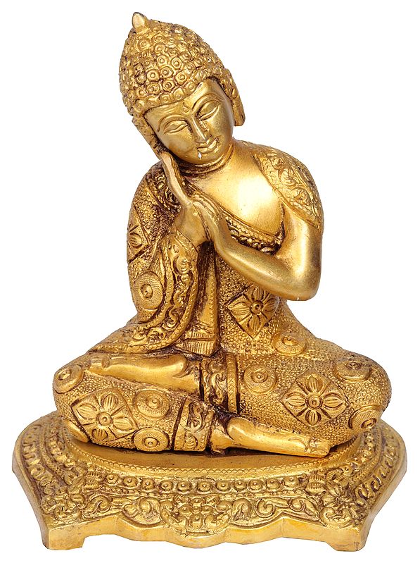 7" Thinking Buddha (Tibetan Buddhist) In Brass | Handmade | Made In India