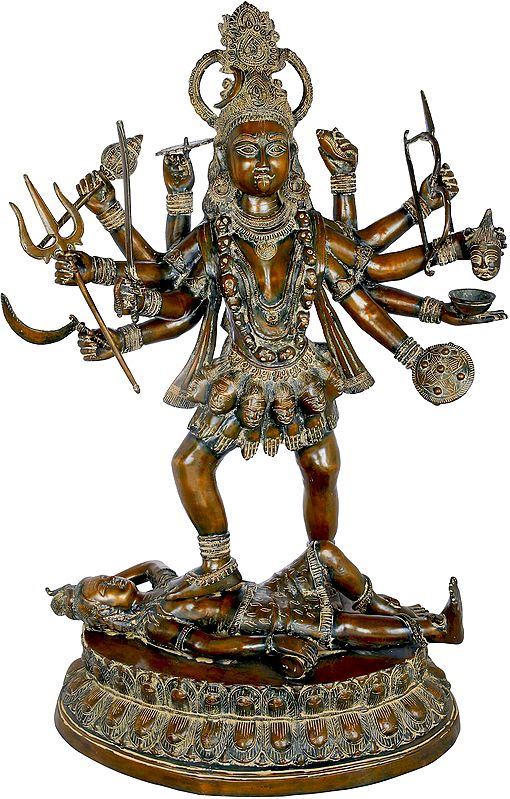 43" Exquisite Large Goddess Kali Brass Sculpture | Handmade Art | Made in India