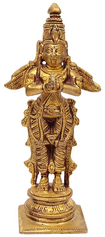 7" Garuda Statue In Brass | Handmade | Made In India