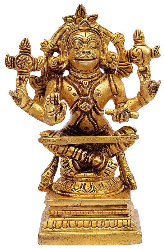 4" Lord Hanuman as Yogacharya In Brass | Handmade | Made In India