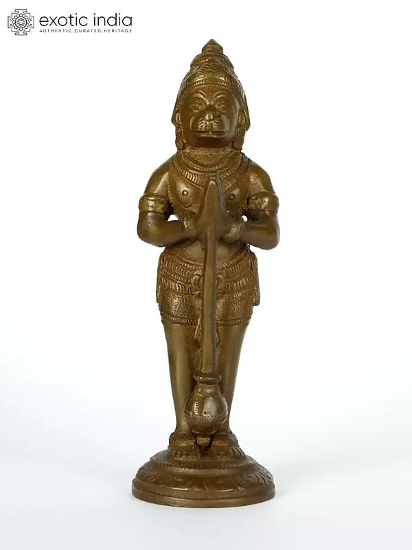 5" Lord Hanuman Statue In Brass | Handmade | Made In India