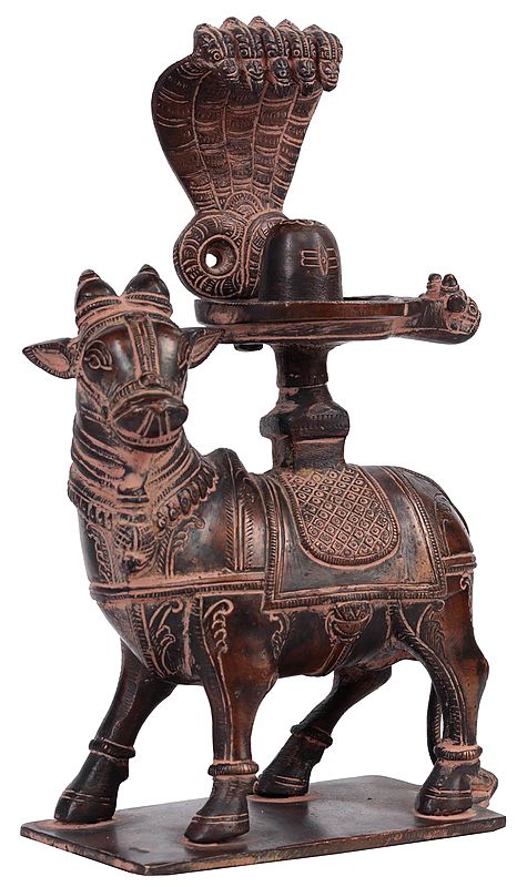 8" Nandi with Shiva Linga For Abhisheka In Brass | Handmade | Made In India