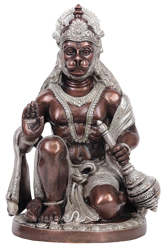 9" Blessing Lord Hanuman In Brass | Handmade | Made In India