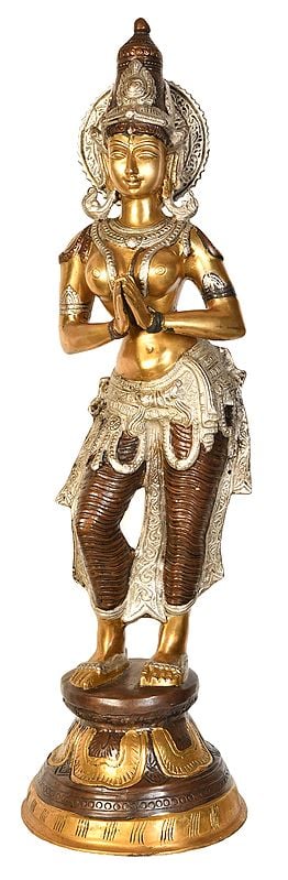 28" Namaste Lady In Brass | Handmade | Made In India