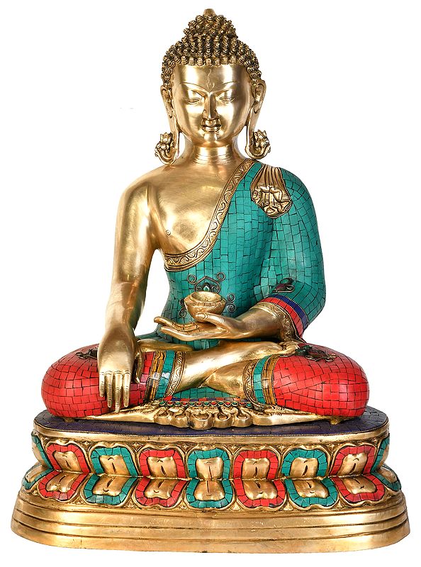 24" Tibetan Buddhist Lord Buddha in Earth Touching Gesture In Brass | Handmade | Made In India