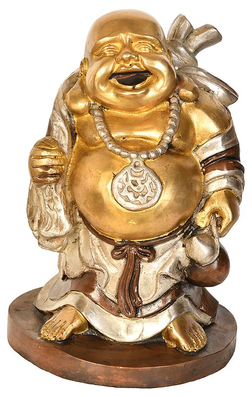 10" Laughing Buddha In Brass | Handmade | Made In India