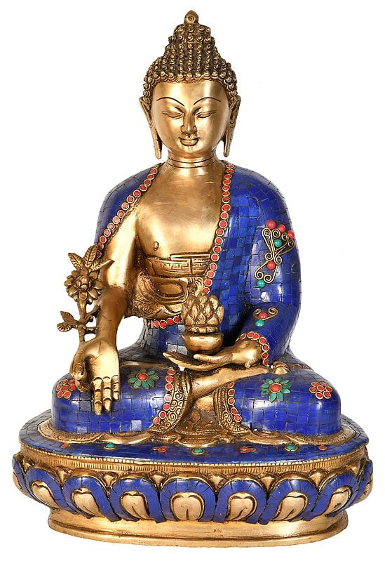 16" Bhishajyaguru In Blue (Tibetan Buddhist Deity) in Brass | Handmade | Made In India