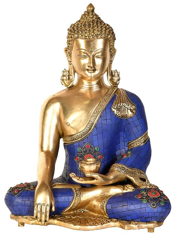16" Tibetan Buddhist Deity Buddha in Bhumisparsha Mudra In Brass | Handmade | Made In India
