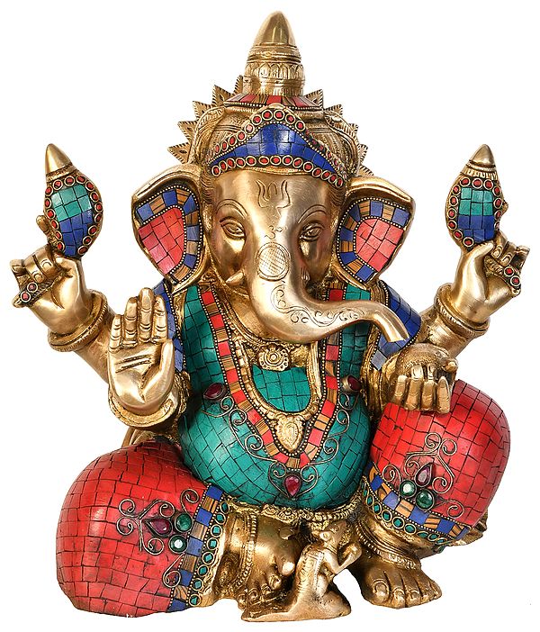 13" Ashirwad Ganesha In Brass | Handmade | Made In India
