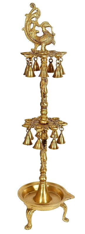 Large Size Peacock Lamp with Bells