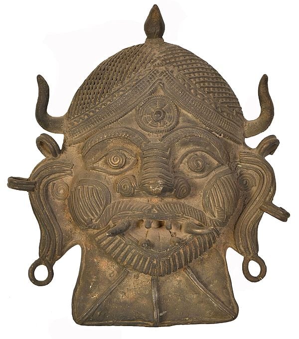 8" Devil Mask In Brass | Handmade | Made In India