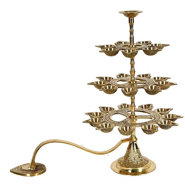 12" Handheld Aarati-Lamp In Brass | Handmade | Made In India