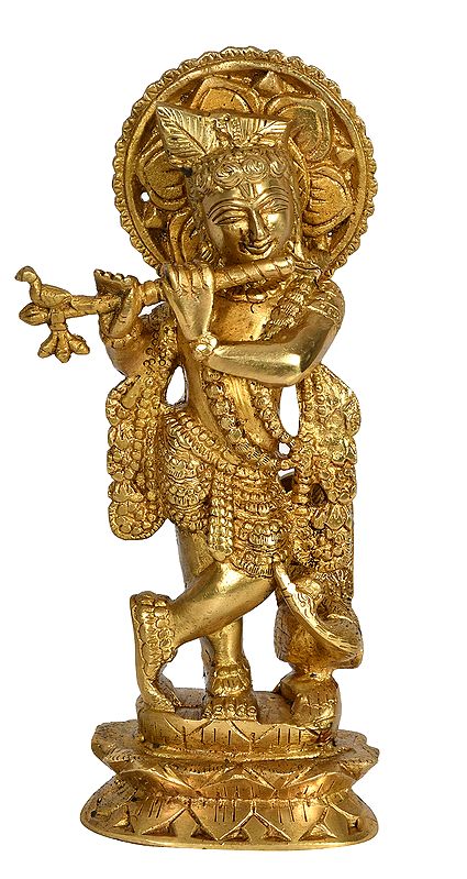 9" Krishna In Brass | Handmade | Made In India