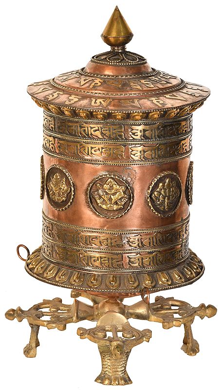 Tibetan Buddhist Prayer Wheel with Auspicious Mantras -Made in Nepal