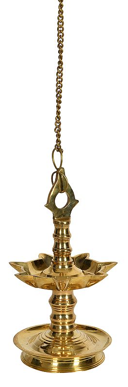 10" Seven Wicks Roof Hanging Lamp in Brass | Handmade | Made in India
