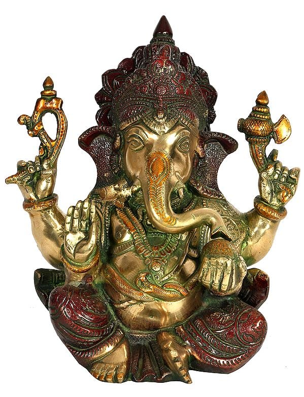 9" Aashirwad Ganesha In Brass | Handmade | Made In India