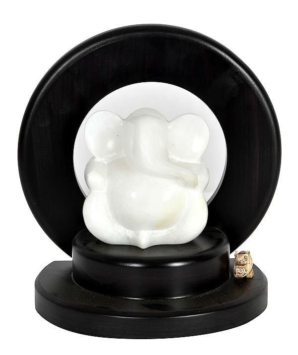 Ganesha Seated on a Wooden Pedestal