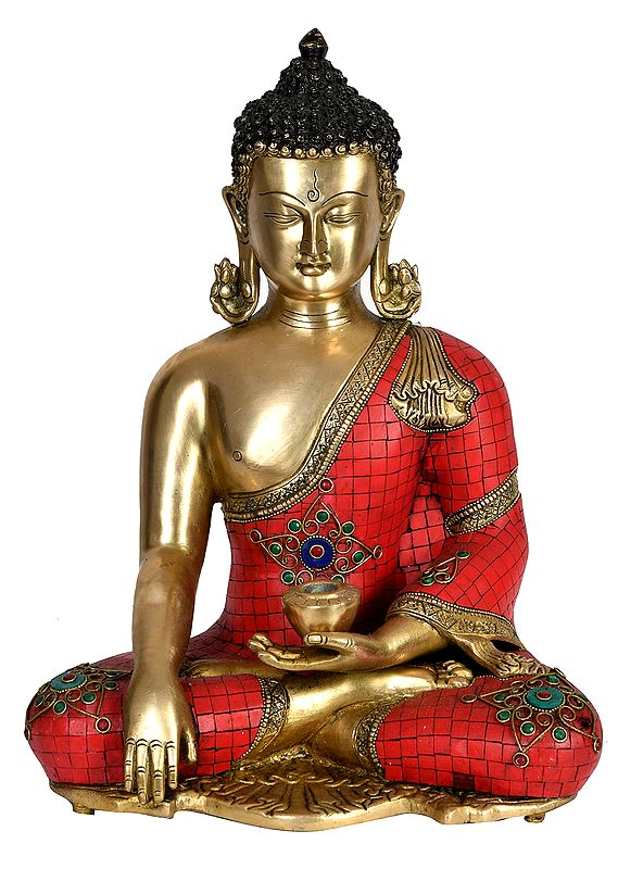 16" Tibetan Buddhist Lord Buddha in Earth Touching Gesture In Brass | Handmade | Made In India