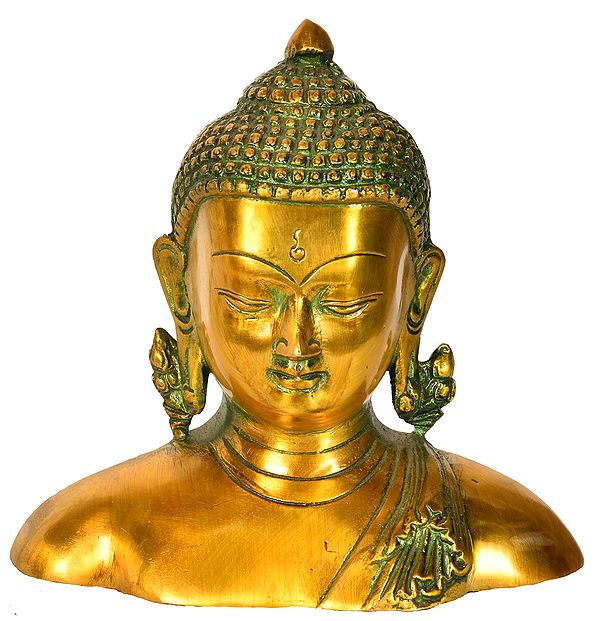 6" Lord Buddha Bust (Tibetan Buddhist) In Brass | Handmade | Made In India