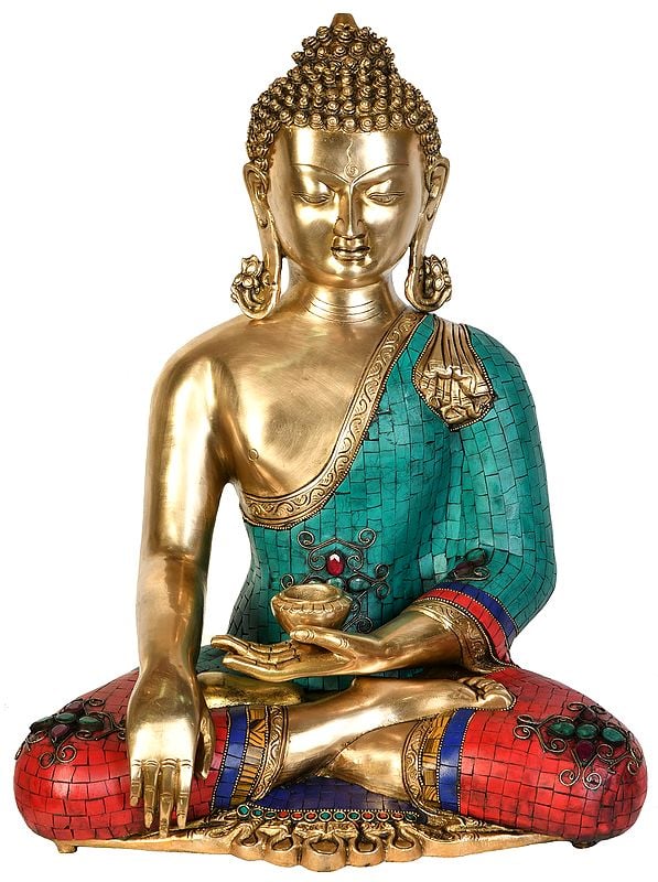 19" Tibetan Buddhist Lord Buddha in Earth Touching Gesture In Brass | Handmade | Made In India