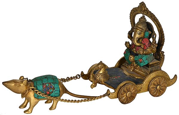 Lord Ganesha Riding a Rat Chariot