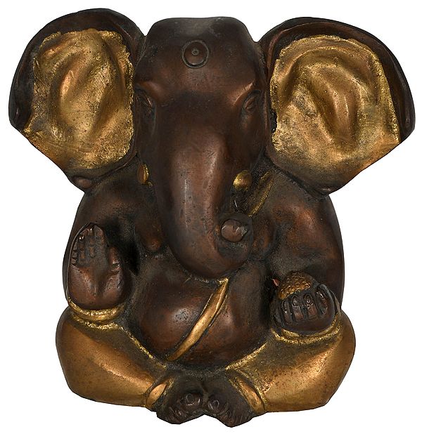 4" Brass Ganesha Idol Wearing The Sacred Thread | Handmade | Made In India