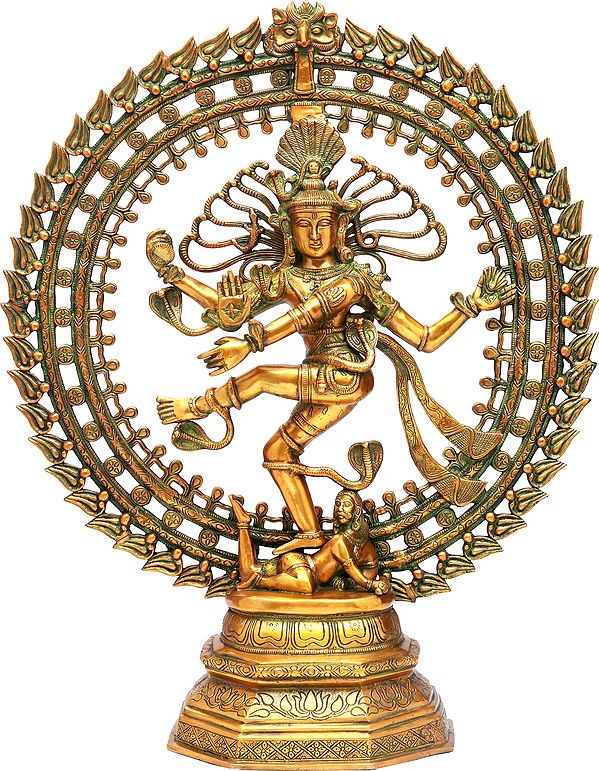 31" Nataraja Brass Idol – Stable as the Universe with Gyrating Galaxies | Handmade Masterpiece