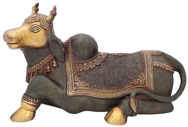 8" Nandi In Anticipation Of Shivaji's Presence In Brass | Handmade | Made In India