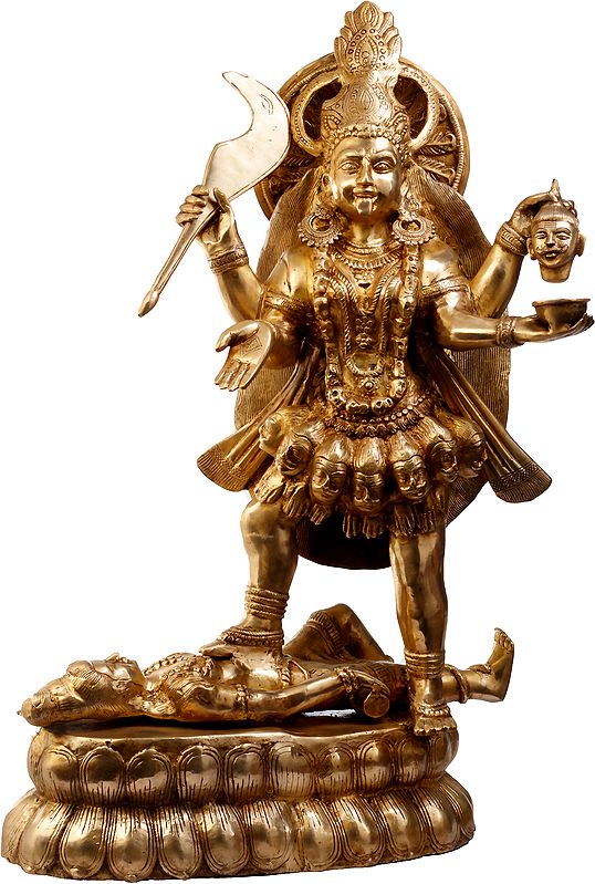 32" Goddess Kali, The Universal Dominance Of Shakti In Brass | Handmade | Made In India