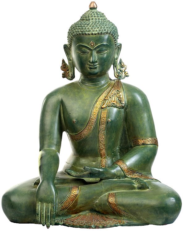 21" Lord Buddha in Earth Touching Gesture (Tibetan Buddhist) In Brass | Handmade | Made In India