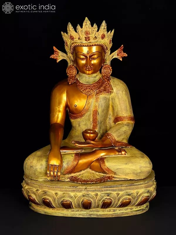 26" Crowned Buddha In Brass | Handmade | Made In India