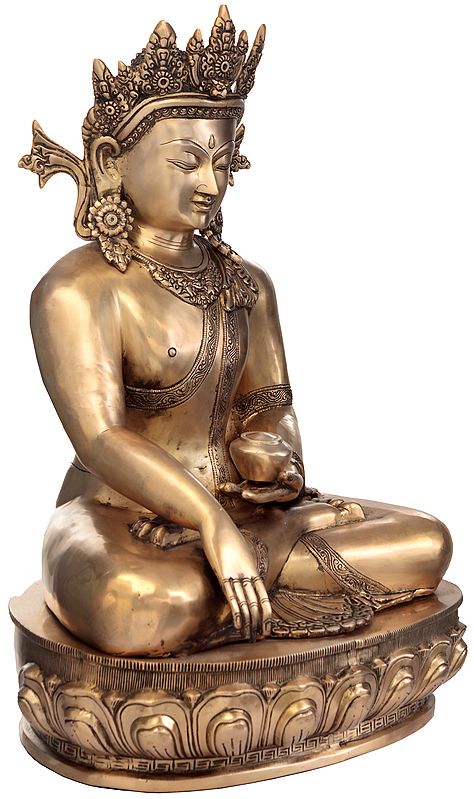 26" Crowned Buddha (Tibetan Buddhist) In Brass | Handmade | Made In India
