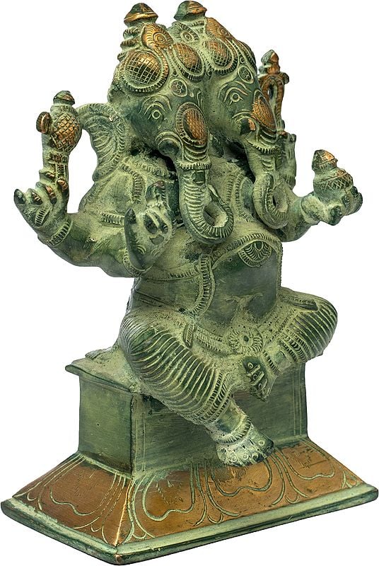 5" Two-Headed Ganesha (Rare Presentation) in Brass | Handmade | Made In India