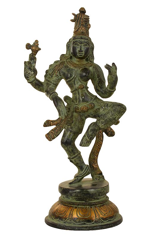 12" Dancing Ardhanarishvara Brass Sculpture | Handmade | Made in India