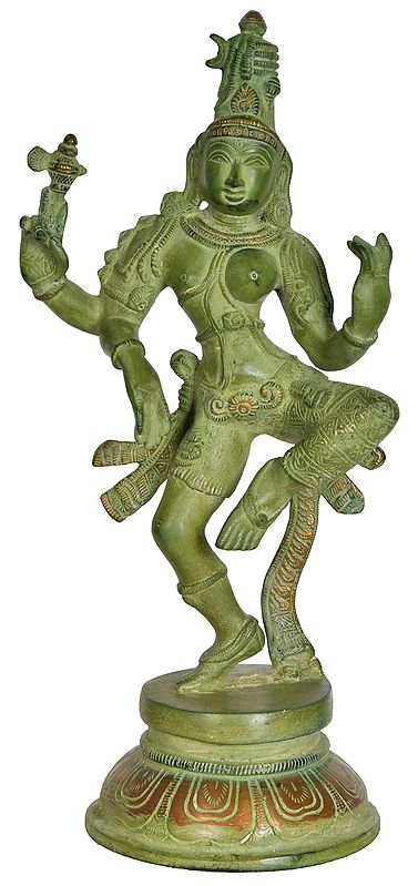 12" Dancing Ardhanarishvara Brass Sculpture | Handmade | Made in India