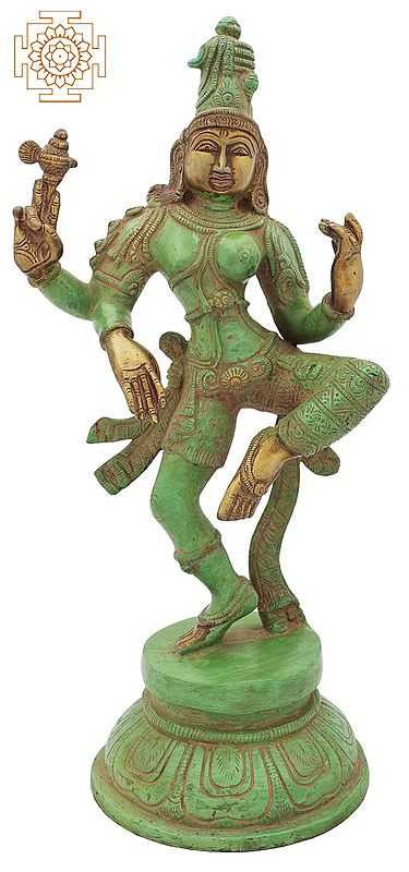 12" Dancing Ardhanarishvara Brass Sculpture | Handmade | Made in India