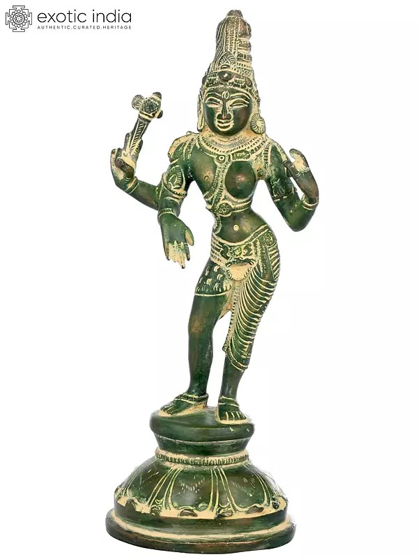 8" Ardhanarishvara Brass Statue – Divine Union of Shiva & Shakti | Handmade in India