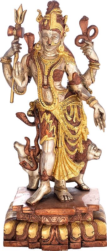 17" Ardhanarishvara (Shiva and Parvati) In Brass | Handmade | Made In India