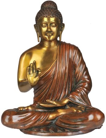 17" Lord Buddha Interpreting His Dharma In Brass | Handmade | Made In India